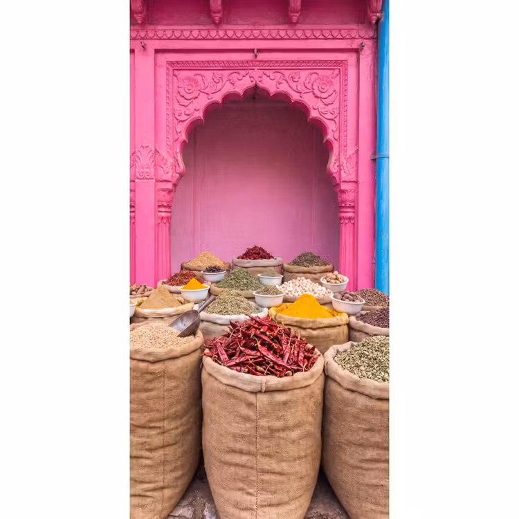 Behang - Kruiden - Markt - Roze — 2