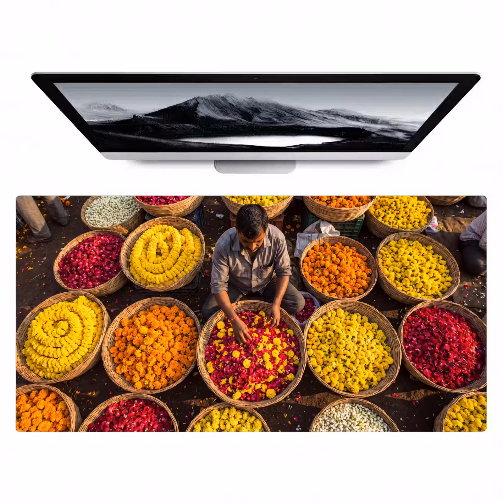 Bureau onderlegger - Bloemen - Markt - Kleurrijk — 1