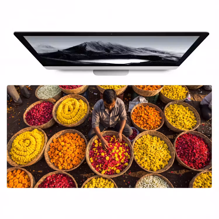 Bureau onderlegger - Bloemen - Markt - Kleurrijk — 1