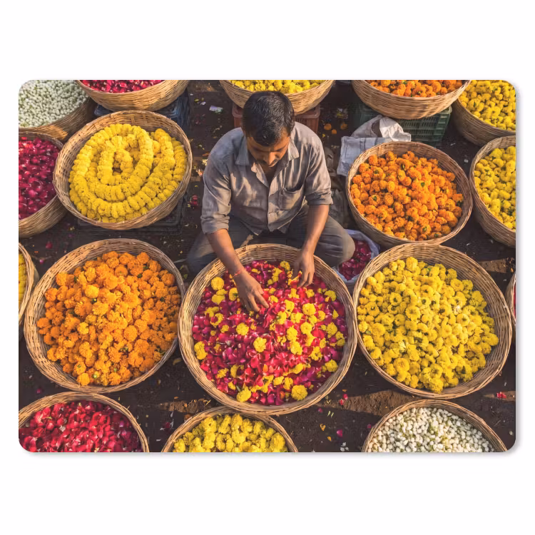 Muismat - Bloemen - Markt - Kleurrijk — 1