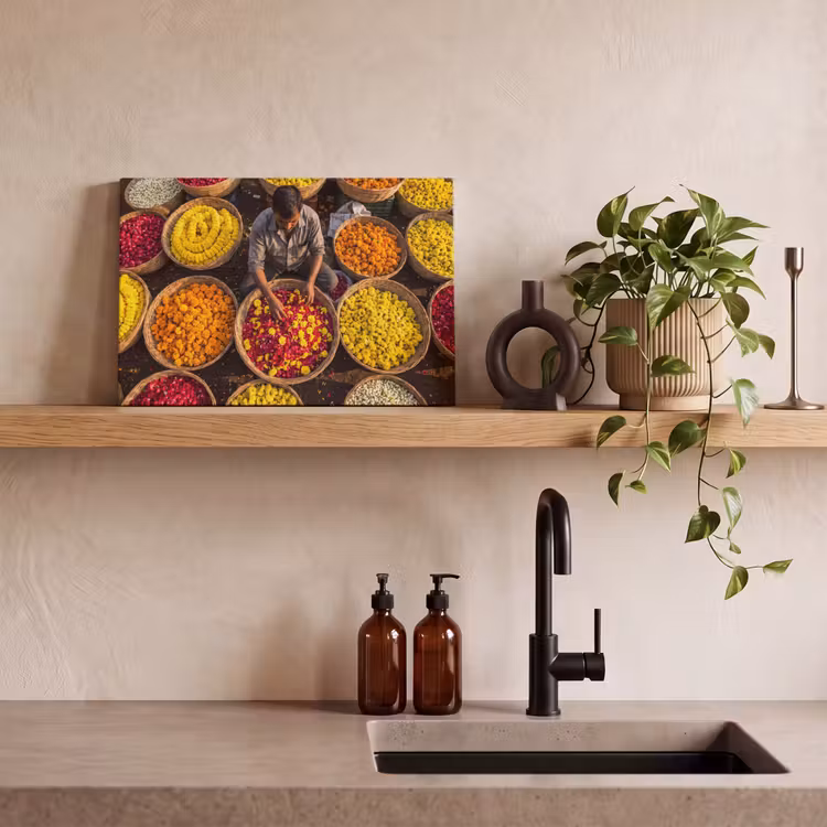 Canvas schilderij - Bloemen - Markt - Kleurrijk — 3