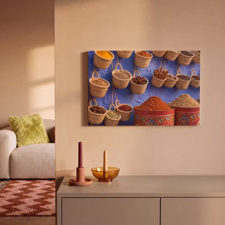 Canvas schilderij - Kruiden - Manden - Markt — 1