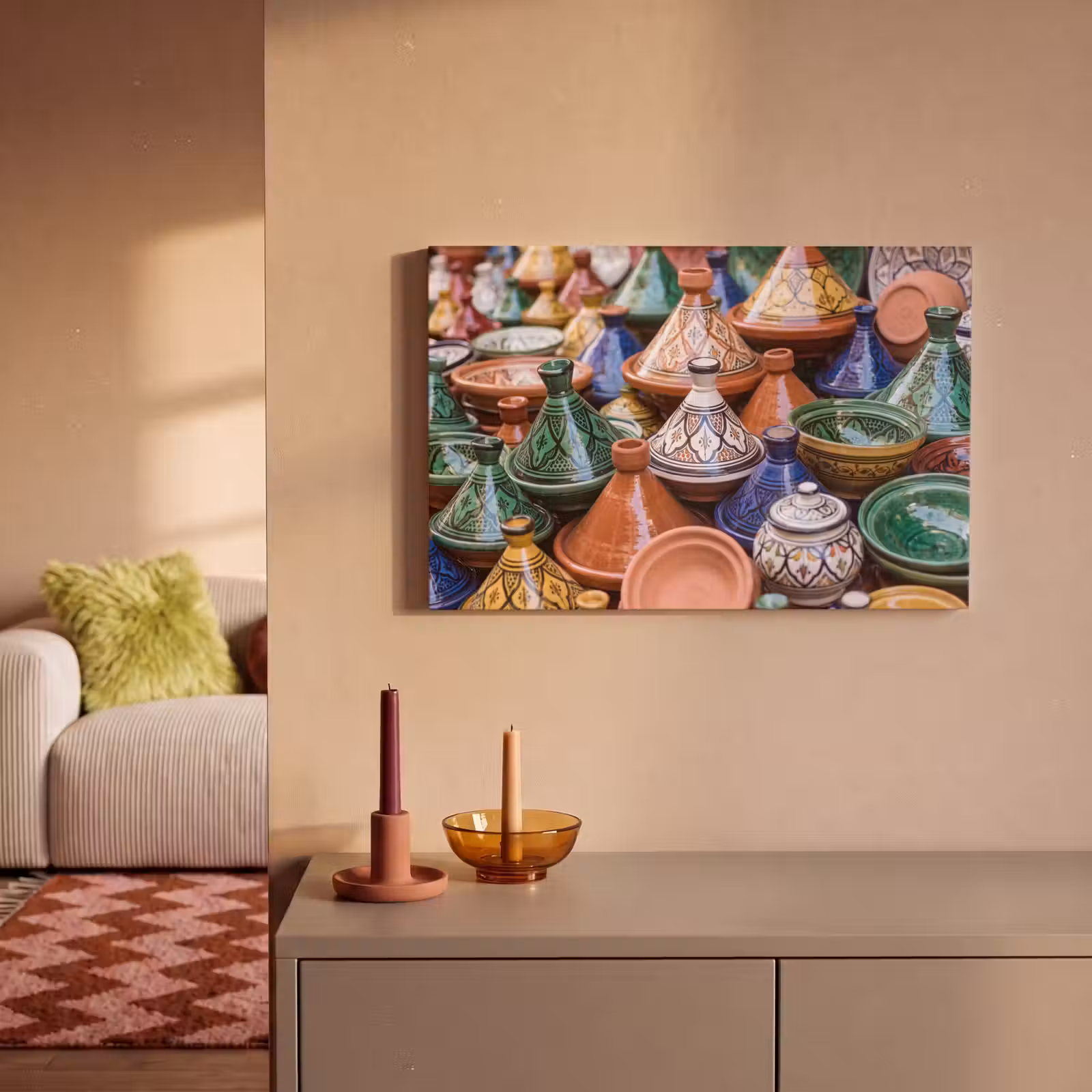 Canvas schilderij - Aardewerk - Kleurrijk - Patroon — 1