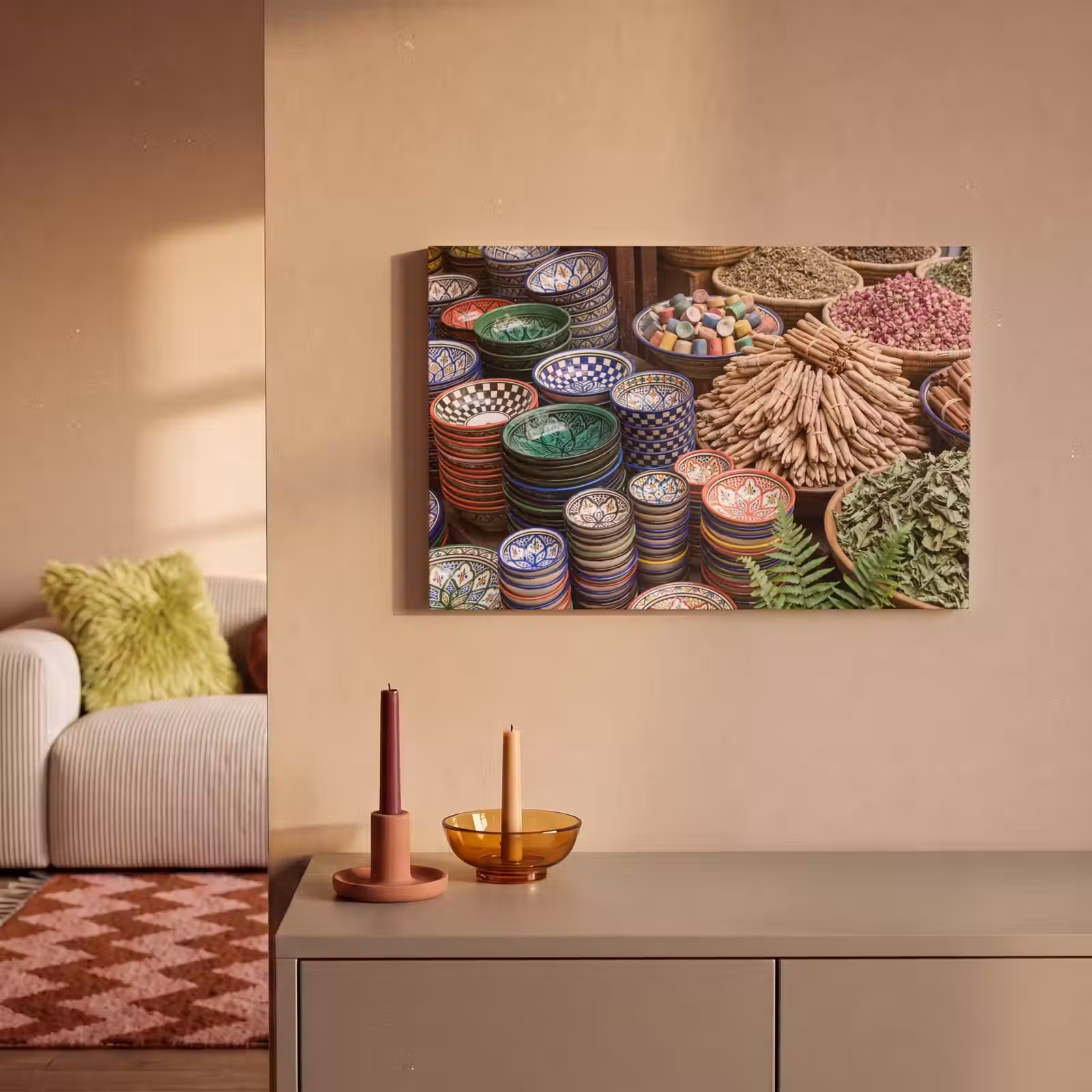 Canvas schilderij - Aardewerk - Oosters - Kleurrijk — 1