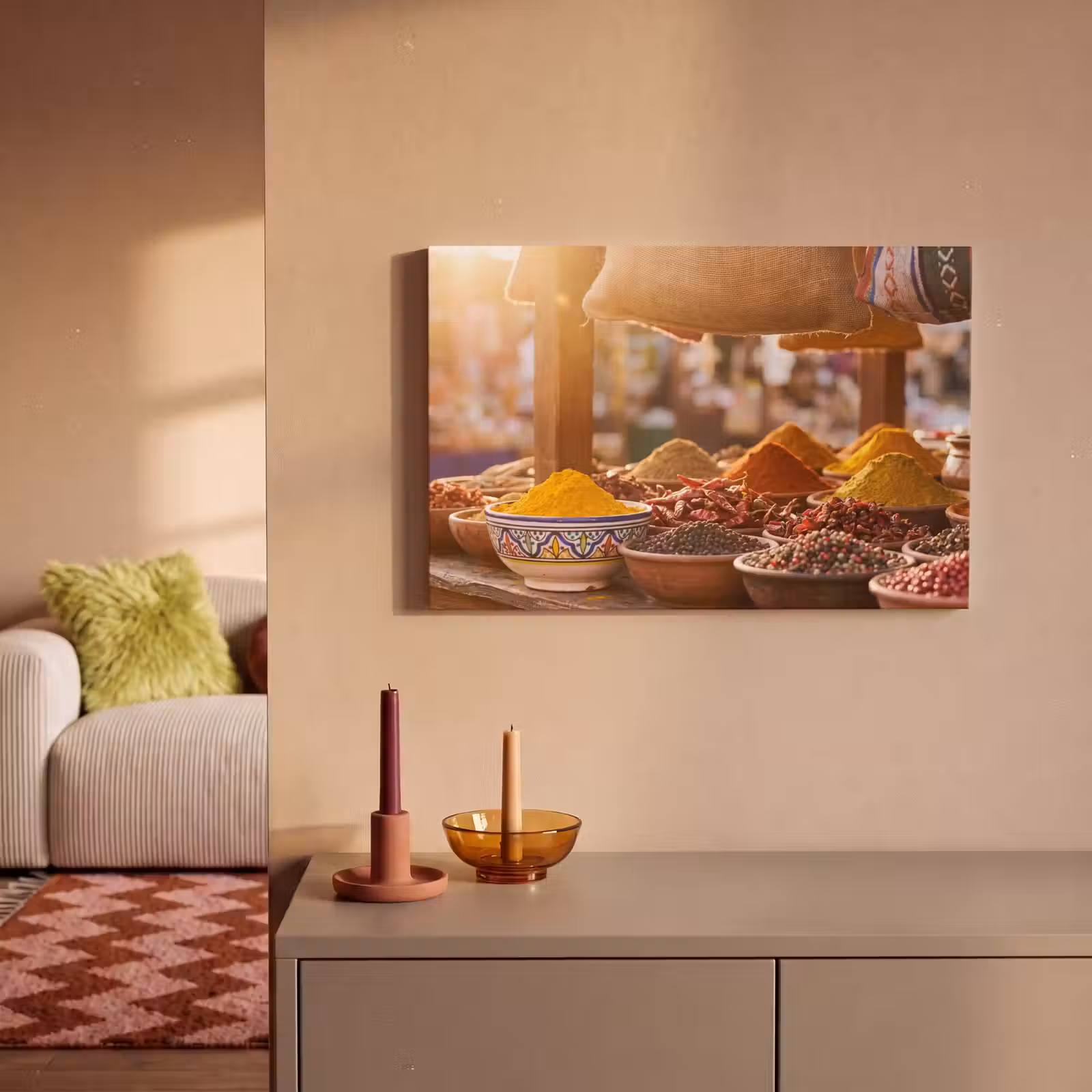 Canvas schilderij - Specerijen - Markt - Kleurrijk — 1