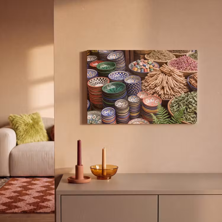 Canvas schilderij - Aardewerk - Oosters - Kleurrijk — 1