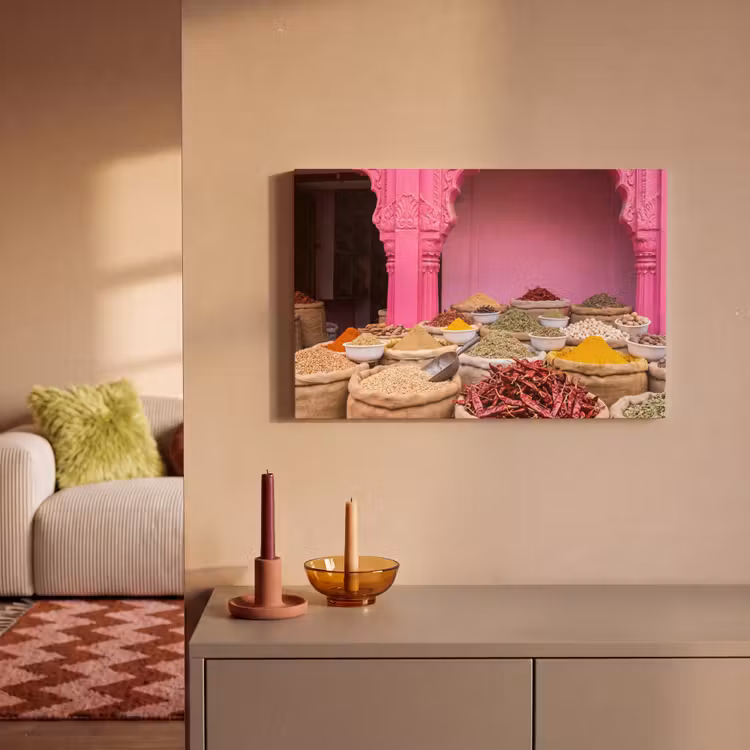 Canvas schilderij - Kruiden - Markt - Roze — 1