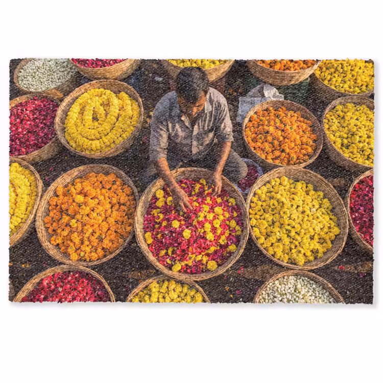 Deurmat - Bloemen - Markt - Kleurrijk — 1