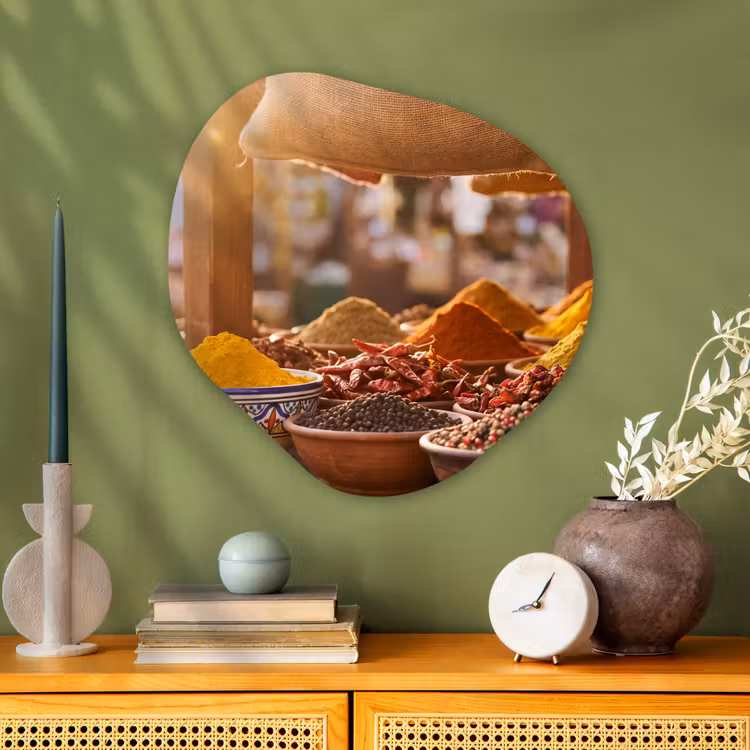 Organisch schilderij - Glas - Specerijen - Markt - Kleurrijk — 2