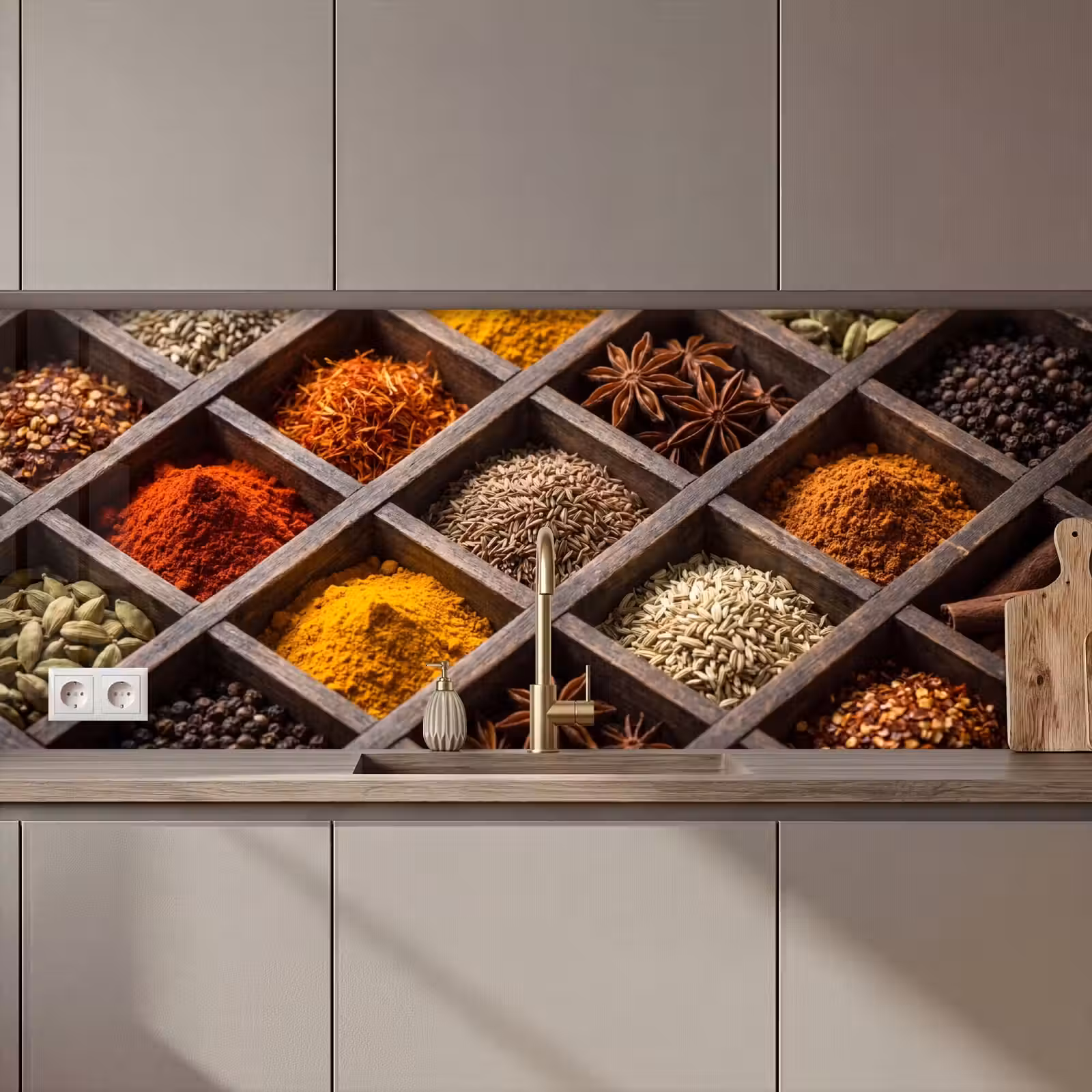 Keuken achterwand - Kruiden - Houten - Eten — 1