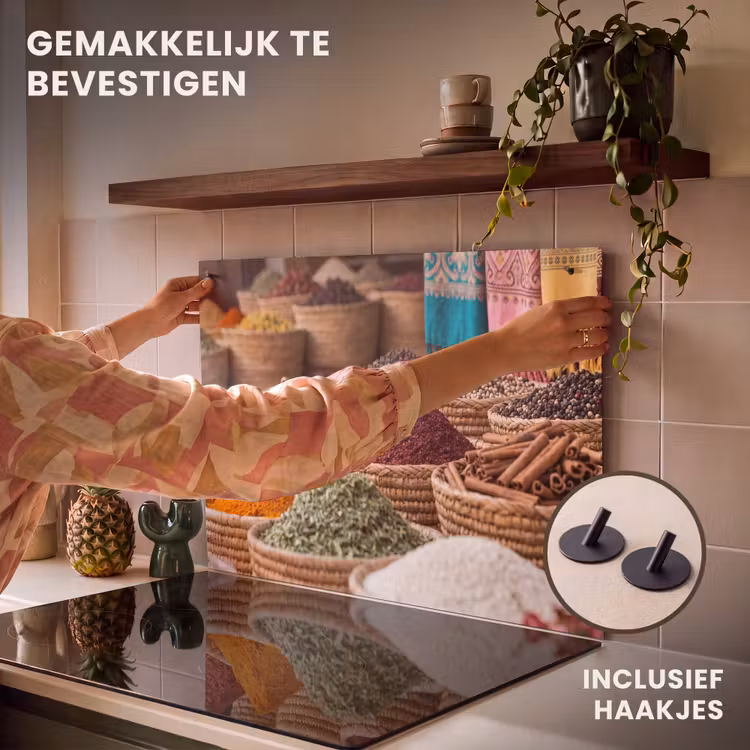 Inductie beschermer en spatscherm (2in1) - Kruiden - Manden - Oosters — 7
