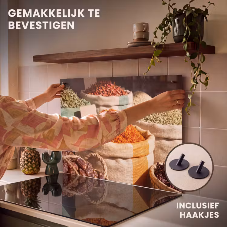Inductie beschermer en spatscherm (2in1) - Kruiden - Markt - Kleurrijk — 7