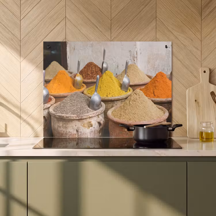 Inductie beschermer en spatscherm (2in1) - Kruiden - Potten - Oosters — 2