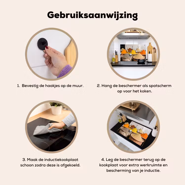 Inductie beschermer en spatscherm (2in1) - Kruiden - Potten - Oosters — 6