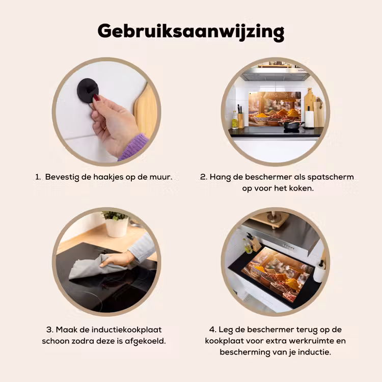 Inductie beschermer en spatscherm (2in1) - Specerijen - Markt - Kleurrijk — 6