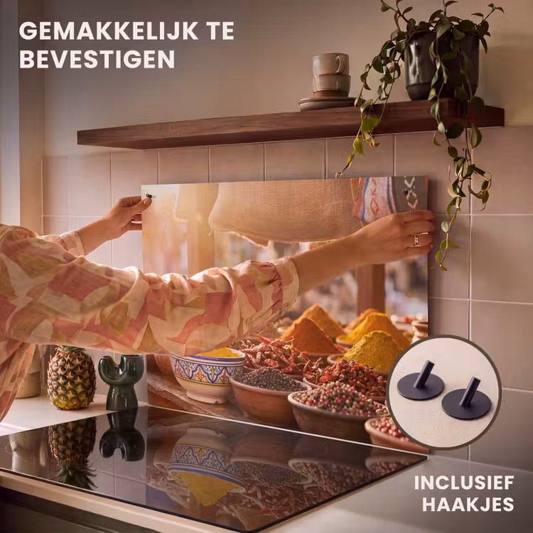 Inductie beschermer en spatscherm (2in1) - Specerijen - Markt - Kleurrijk — 7
