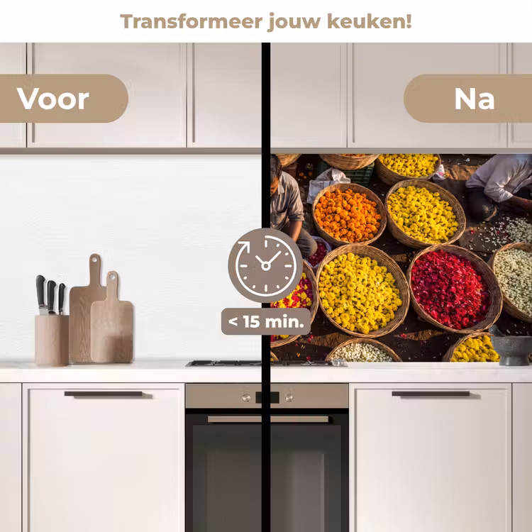 Keuken achterwand - Bloemen - Markt - Kleurrijk — 2