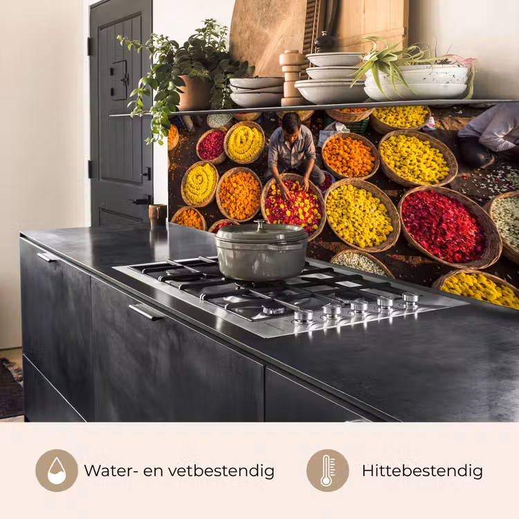 Keuken achterwand - Bloemen - Markt - Kleurrijk — 3