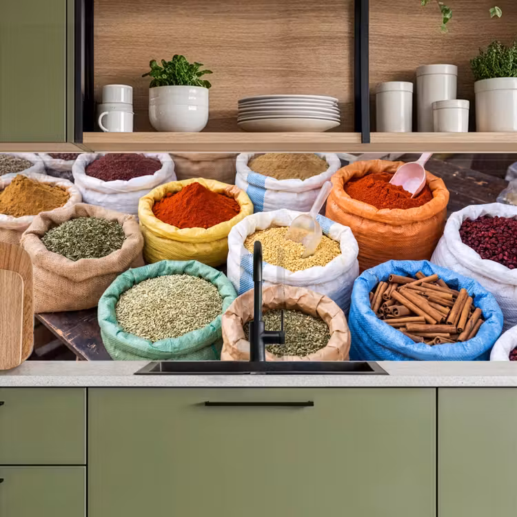 Keuken achterwand - Kruiden - Zakken - Markt — 5
