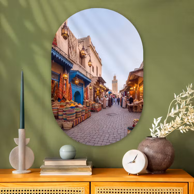 Muurovaal - Glas - Markt - Oosters - Kleurrijk — 2