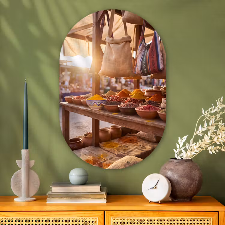 Muurovaal - Glas - Specerijen - Markt - Kleurrijk — 2