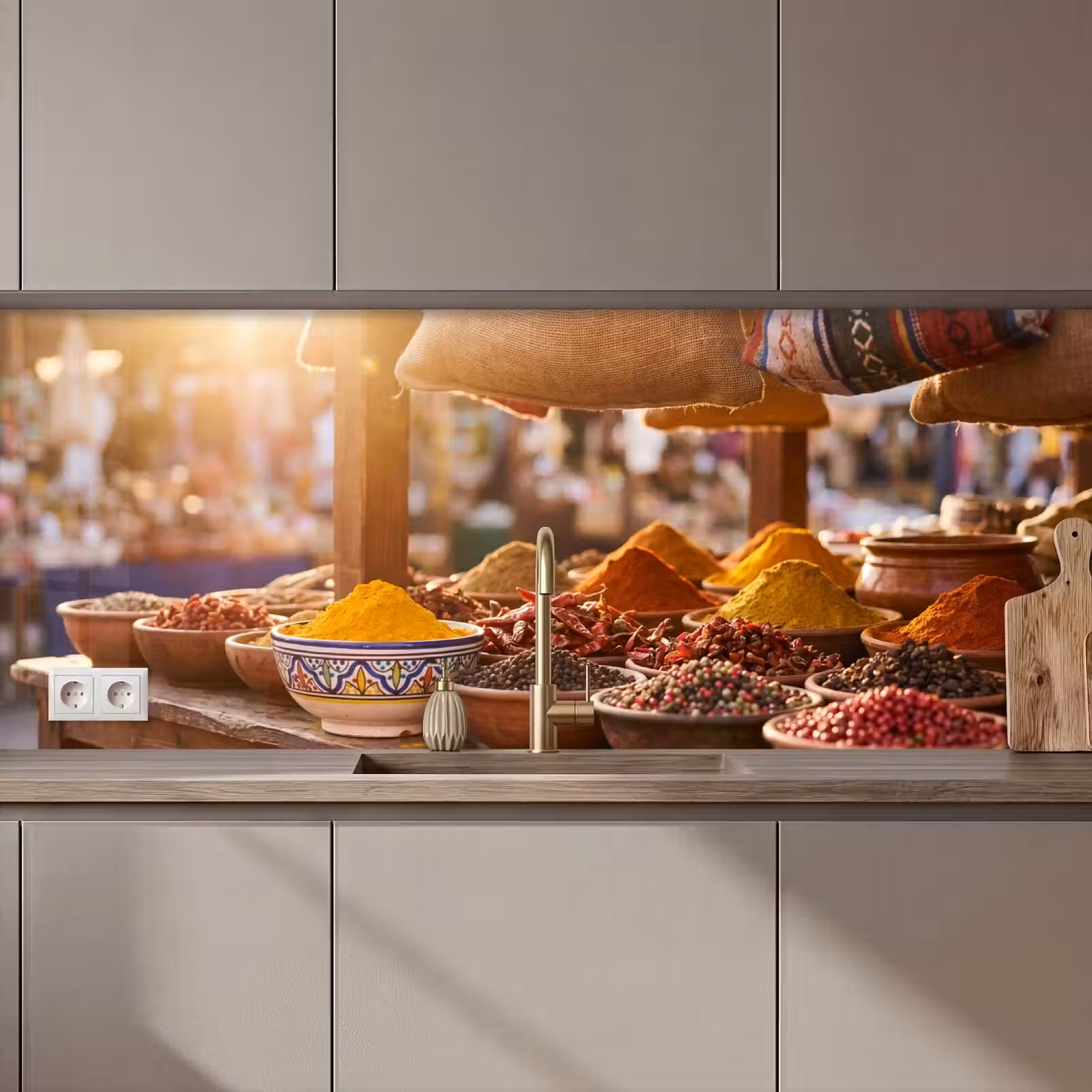 Keuken achterwand - Specerijen - Markt - Kleurrijk — 1