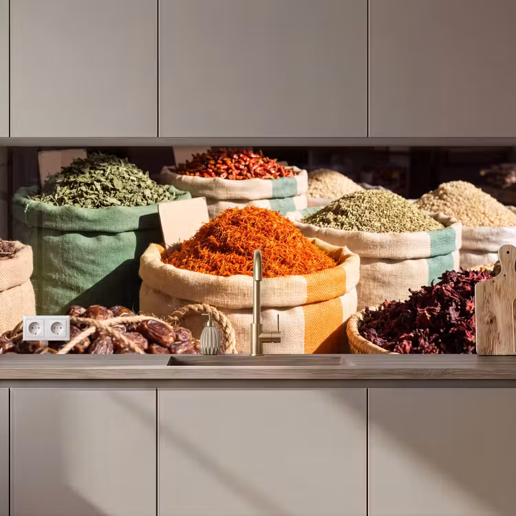Keuken achterwand - Kruiden - Markt - Kleurrijk — 1