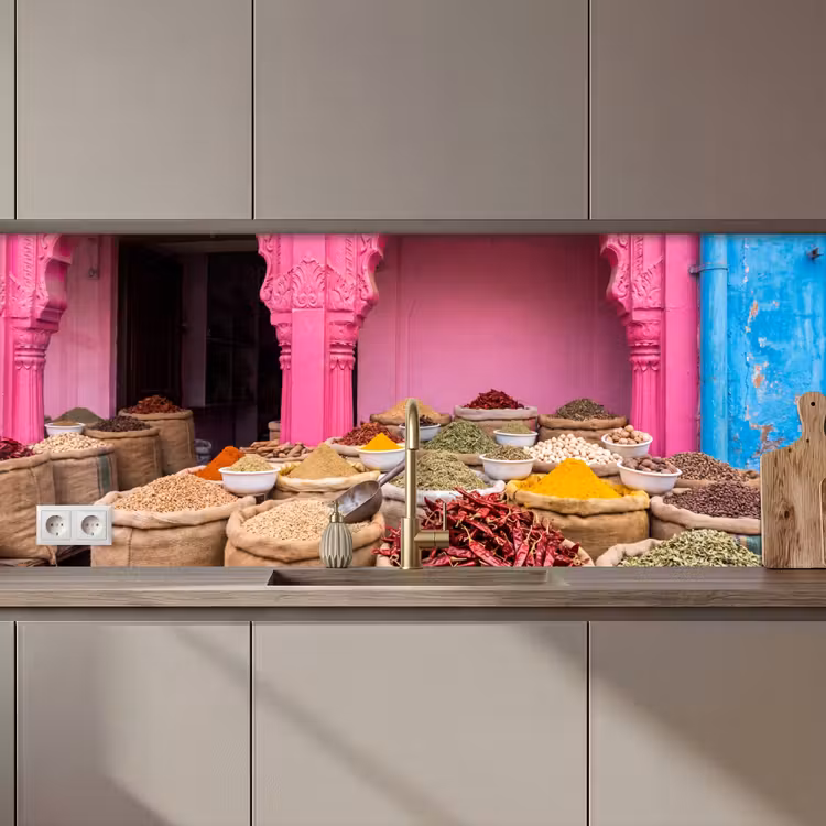 Keuken achterwand - Kruiden - Markt - Roze — 1