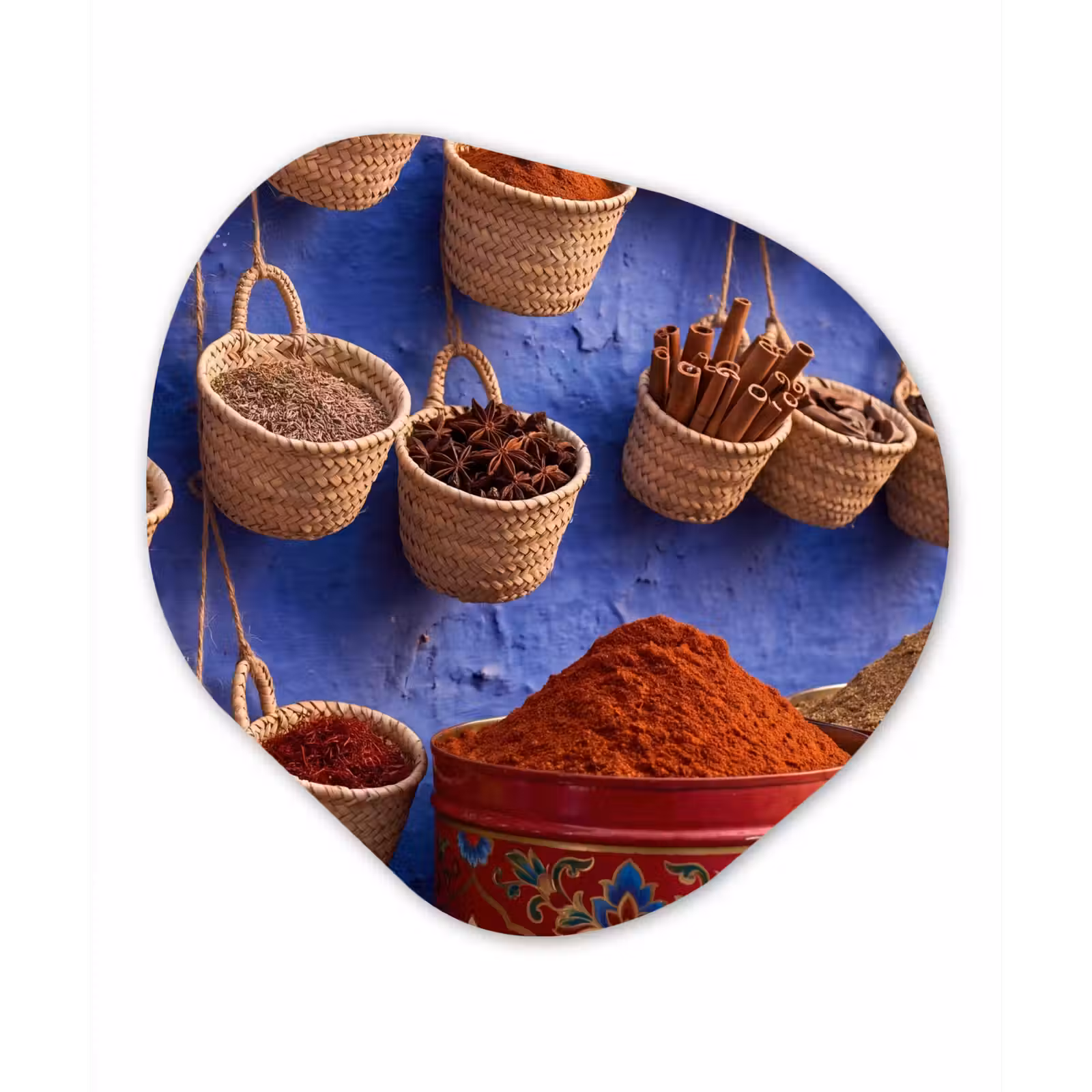 Organisch schilderij - Forex - Kruiden - Manden - Markt — 1