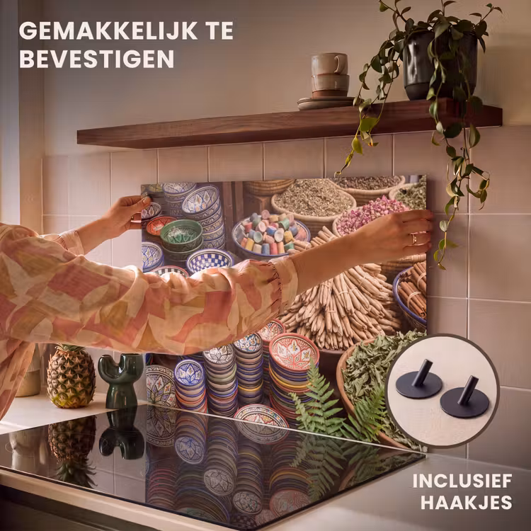 Inductie beschermer en spatscherm (2in1) - Aardewerk - Oosters - Kleurrijk — 7