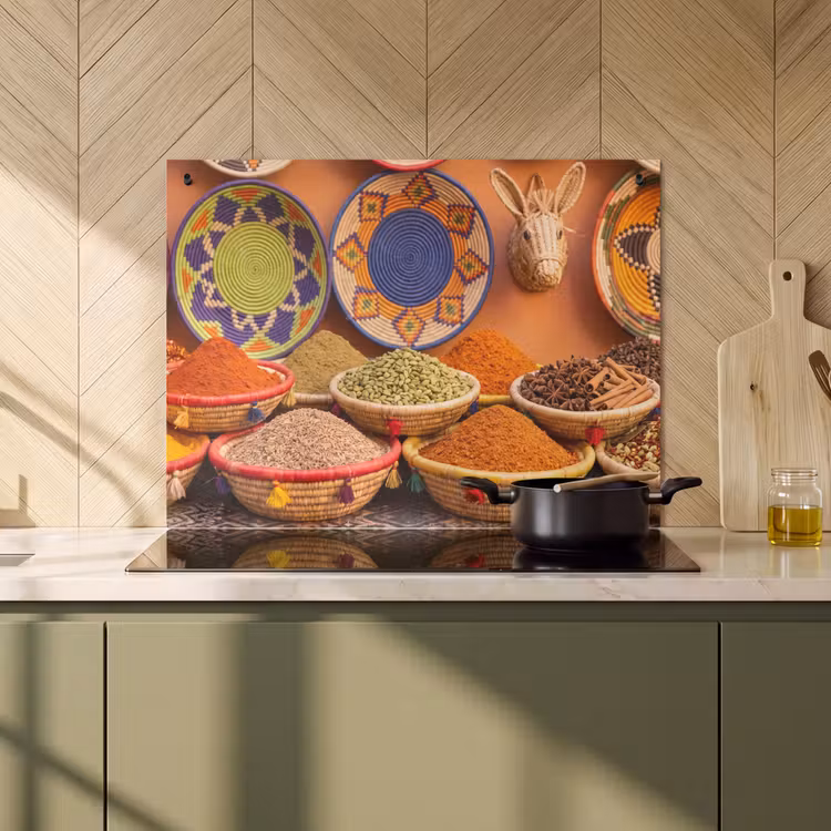 Inductie beschermer en spatscherm (2in1) - Eten - Kleurrijk - Cultuur — 2