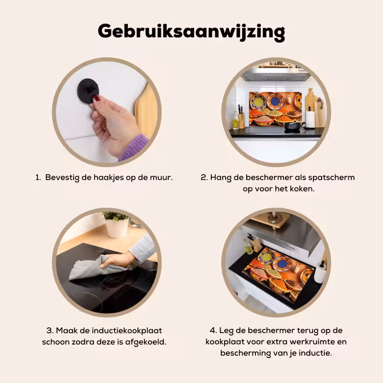 Inductie beschermer en spatscherm (2in1) - Eten - Kleurrijk - Cultuur — 6