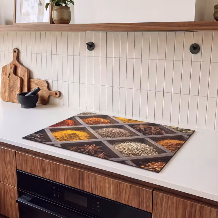 Inductie beschermer en spatscherm (2in1) - Kruiden - Houten - Eten — 3
