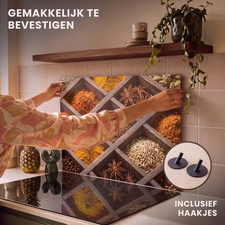 Inductie beschermer en spatscherm (2in1) - Kruiden - Houten - Eten — 7
