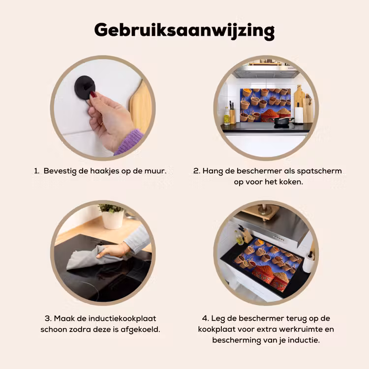 Inductie beschermer en spatscherm (2in1) - Kruiden - Manden - Markt — 6