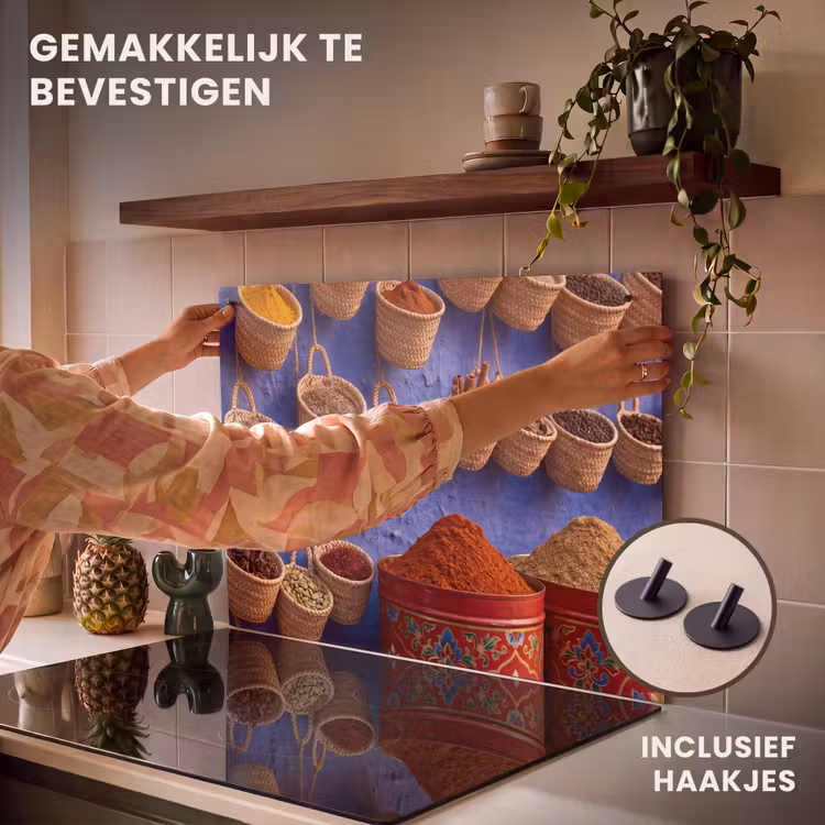 Inductie beschermer en spatscherm (2in1) - Kruiden - Manden - Markt — 7