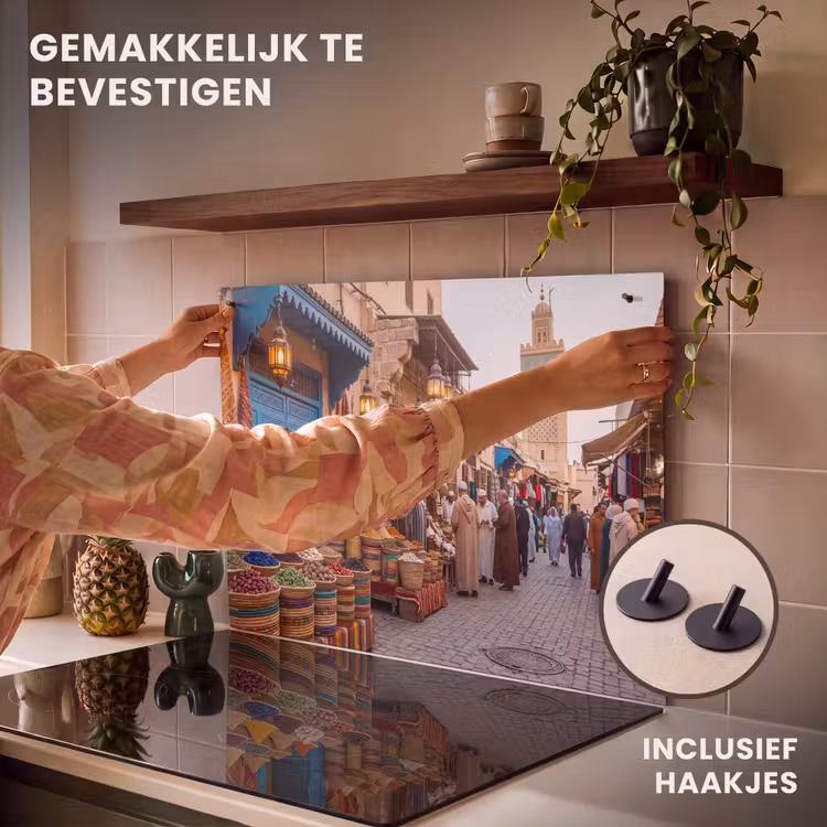 Inductie beschermer en spatscherm (2in1) - Markt - Oosters - Kleurrijk — 7
