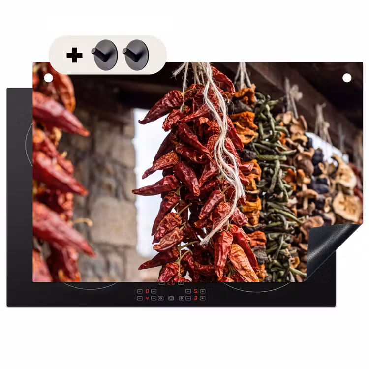 Inductie beschermer en spatscherm (2in1) - Rode pepers - Eten — 1