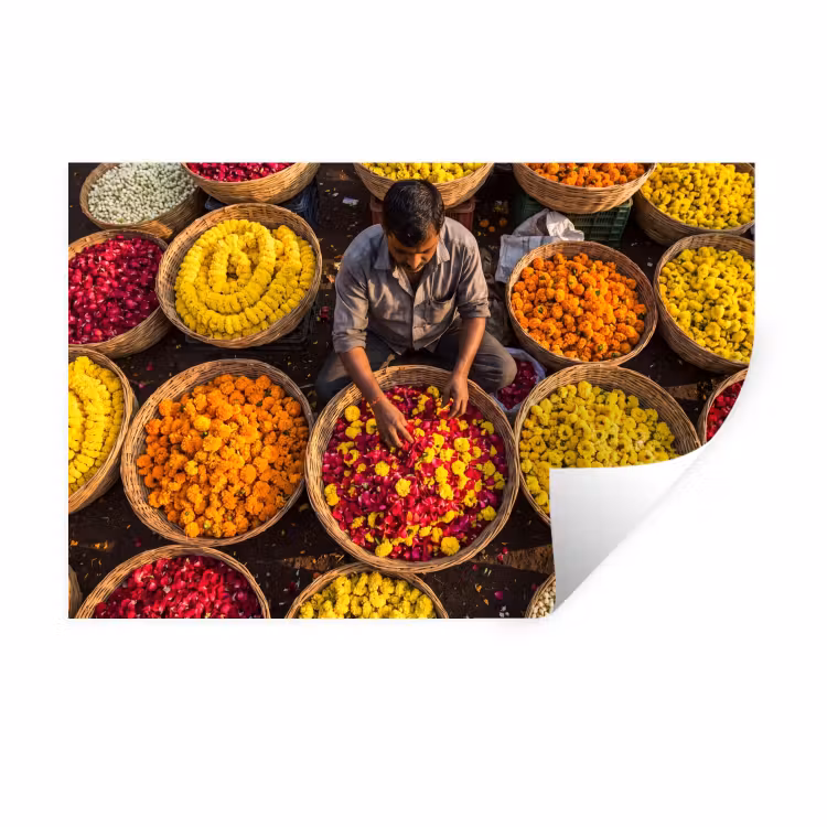 Muursticker - Bloemen - Markt - Kleurrijk — 1