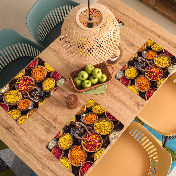 Placemat - 6 stuks - Bloemen - Markt - Kleurrijk — 6