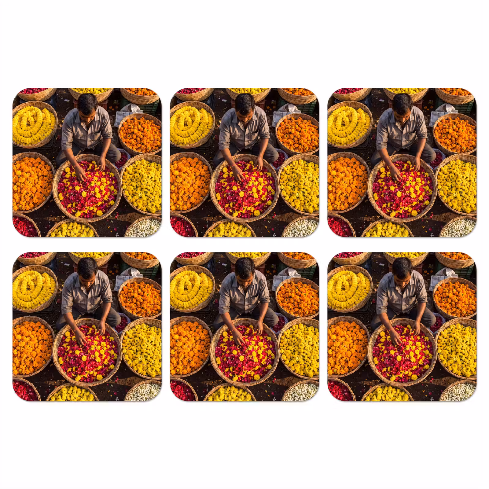 Onderzetter - Bloemen - Markt - Kleurrijk — 1