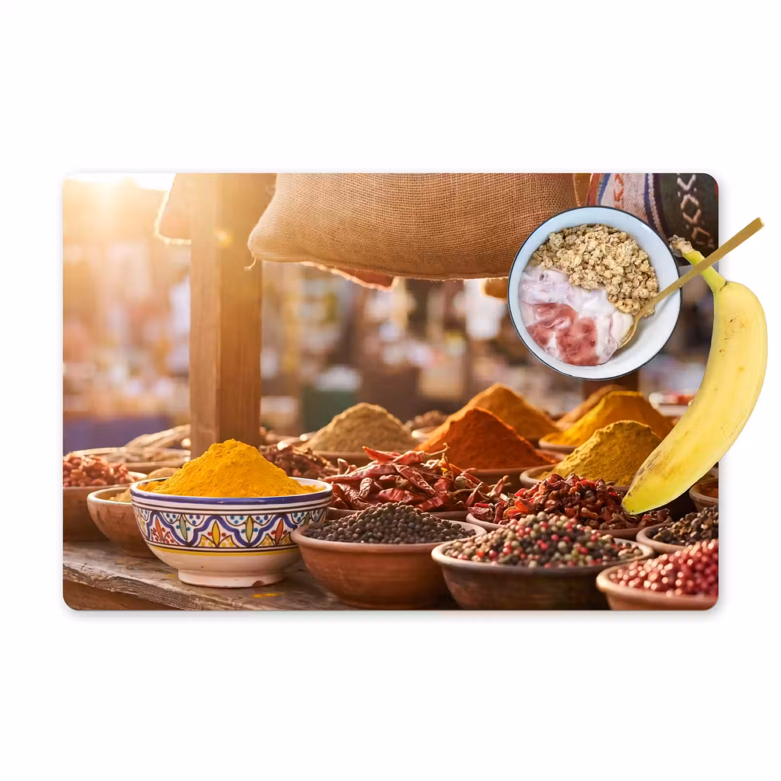 Placemat - 6 stuks - Specerijen - Markt - Kleurrijk — 1