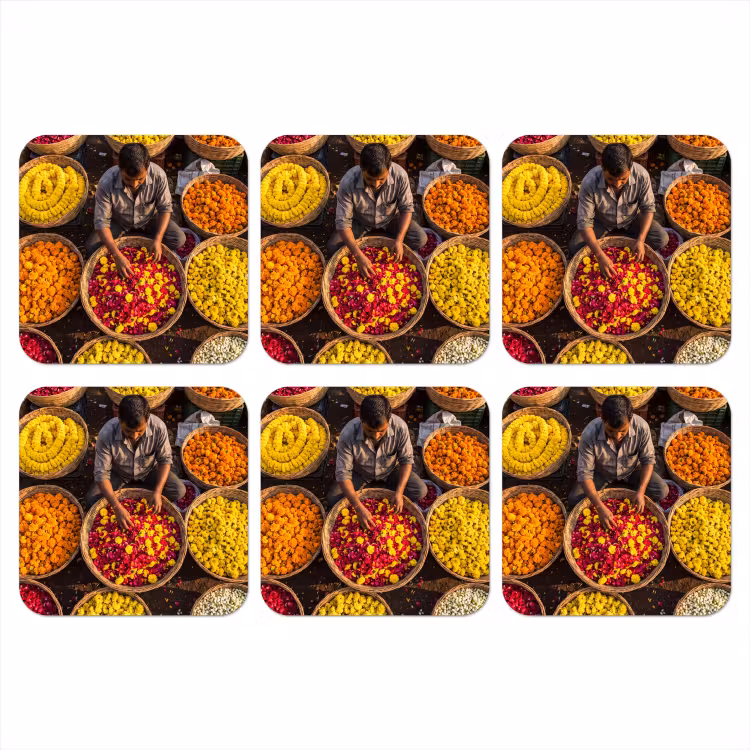 Onderzetter - Bloemen - Markt - Kleurrijk — 1