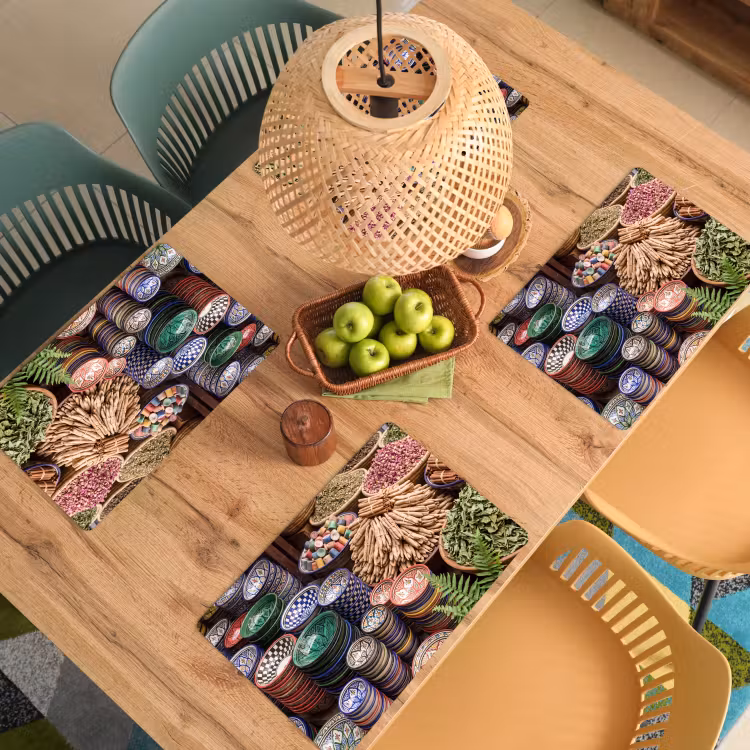 Placemat - 6 stuks - Aardewerk - Oosters - Kleurrijk — 6