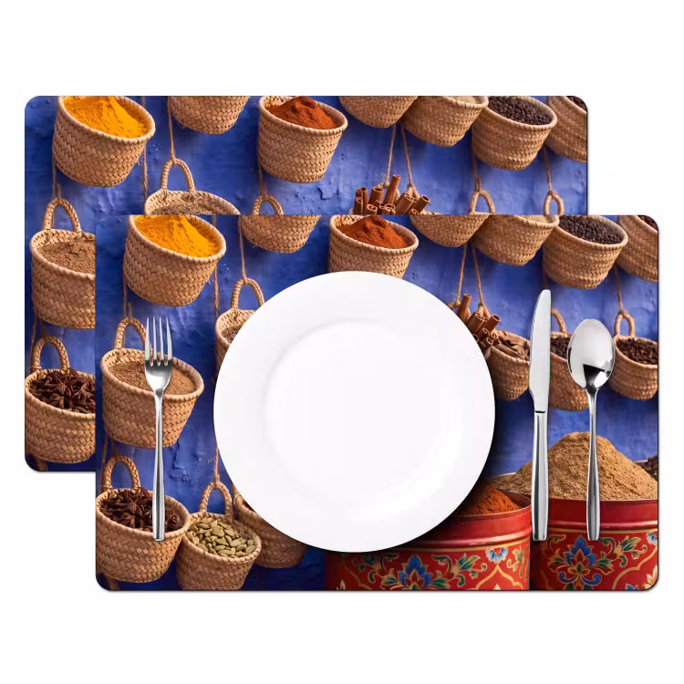 Placemat - 6 stuks - Kruiden - Manden - Markt — 2