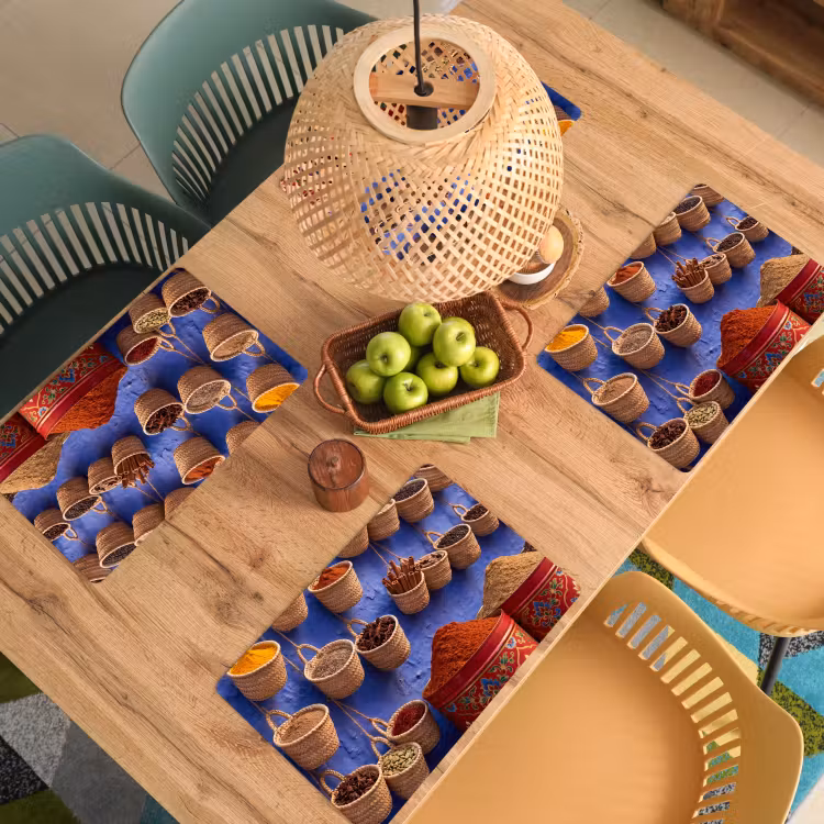 Placemat - 6 stuks - Kruiden - Manden - Markt — 6