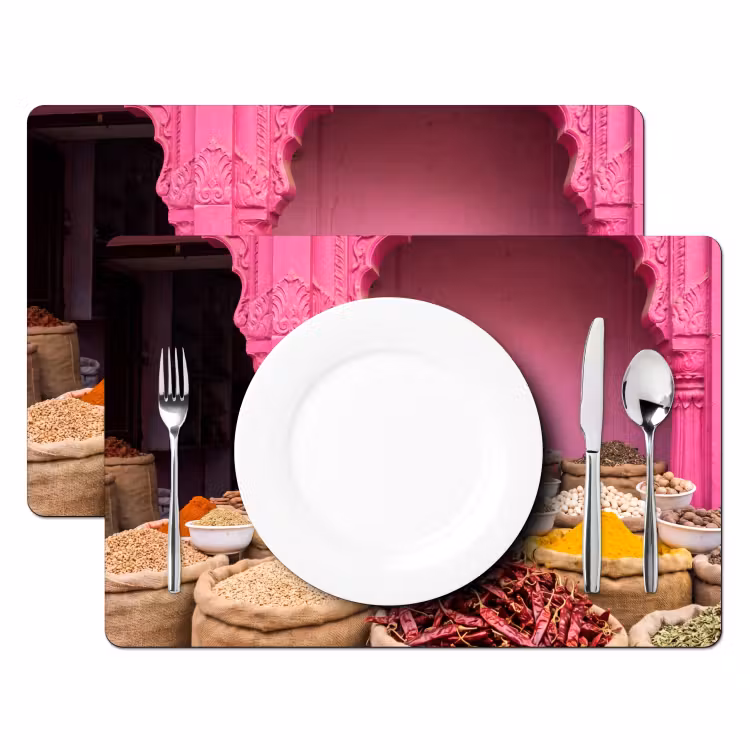 Placemat - 6 stuks - Kruiden - Markt - Roze — 2