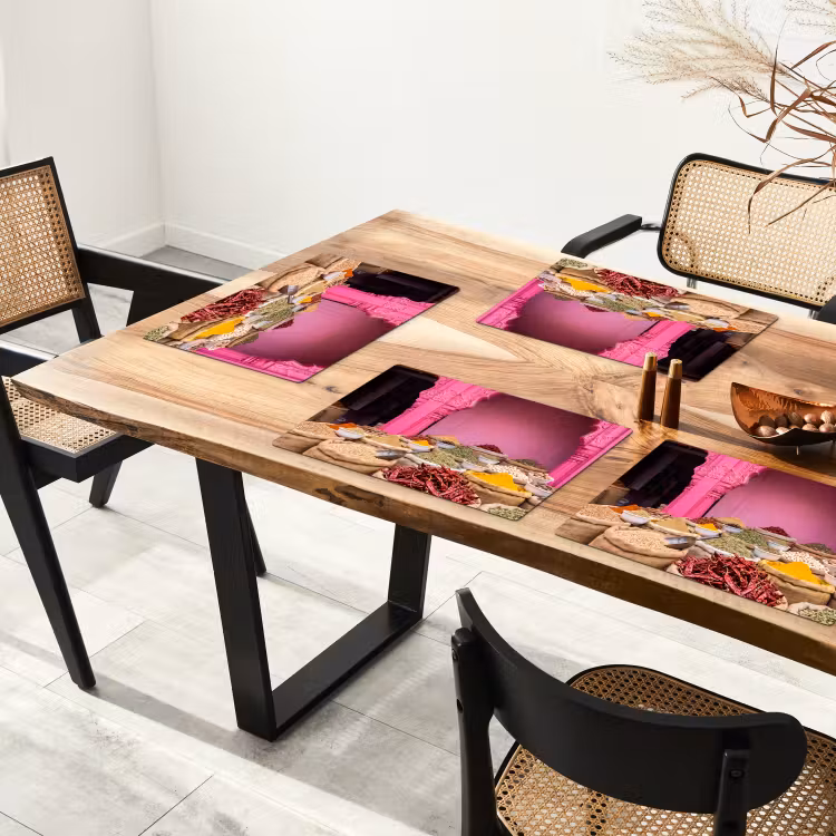 Placemat - 6 stuks - Kruiden - Markt - Roze — 5