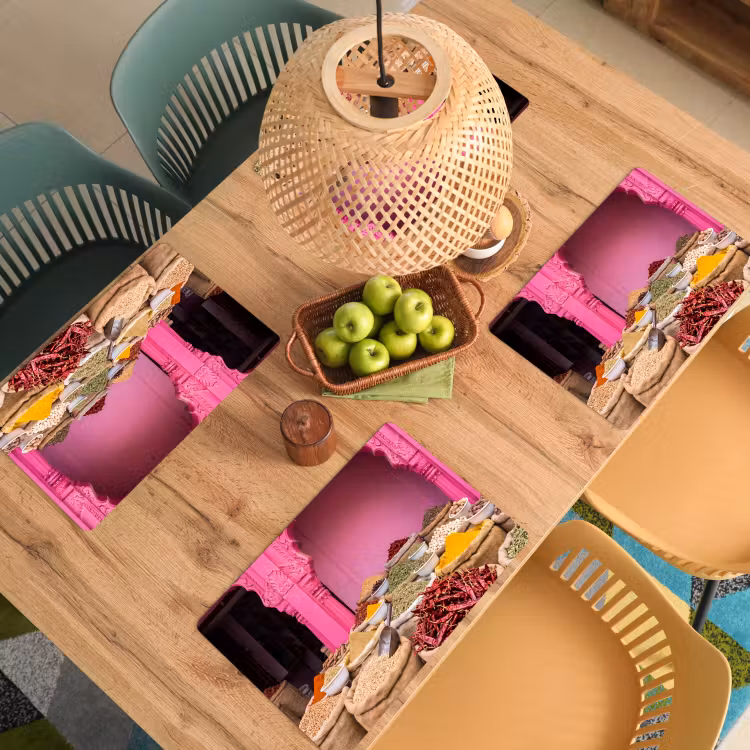 Placemat - 6 stuks - Kruiden - Markt - Roze — 6