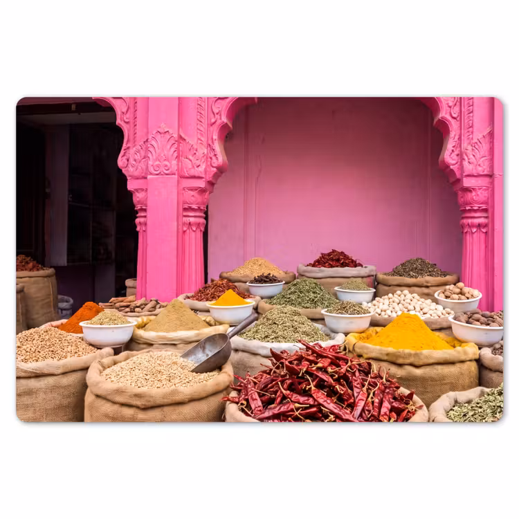 Placemat - 6 stuks - Kruiden - Markt - Roze — 7